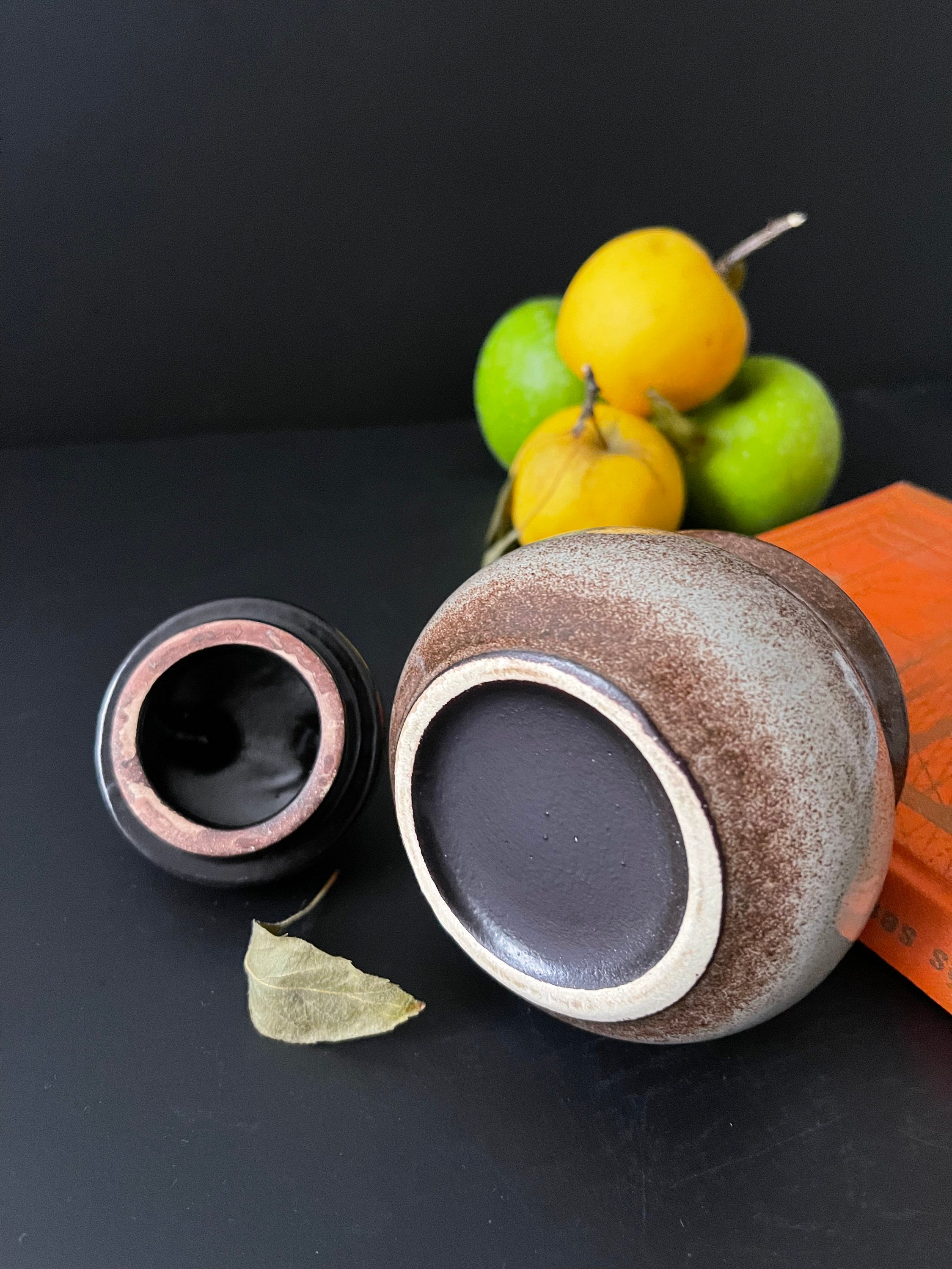 Charming Glazed Ceramic Jar Container With Lid. Spices Etsy