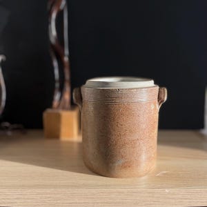 Vintage French Stoneware Jar: Glazed Confit Pot, Kitchen Storage
