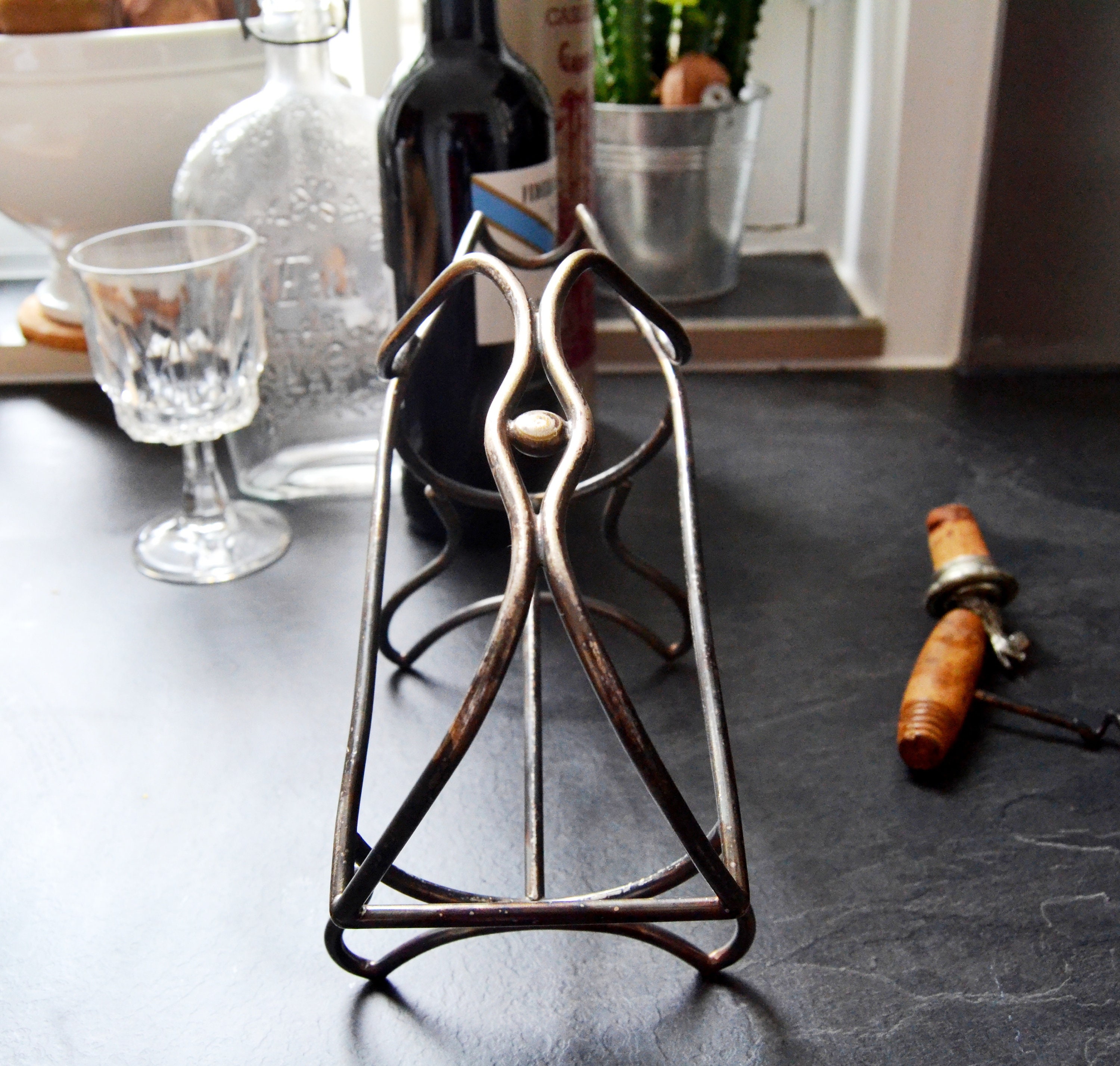 Kitchen & Dining Home & Living Rustic Wine Server Silver Original Color