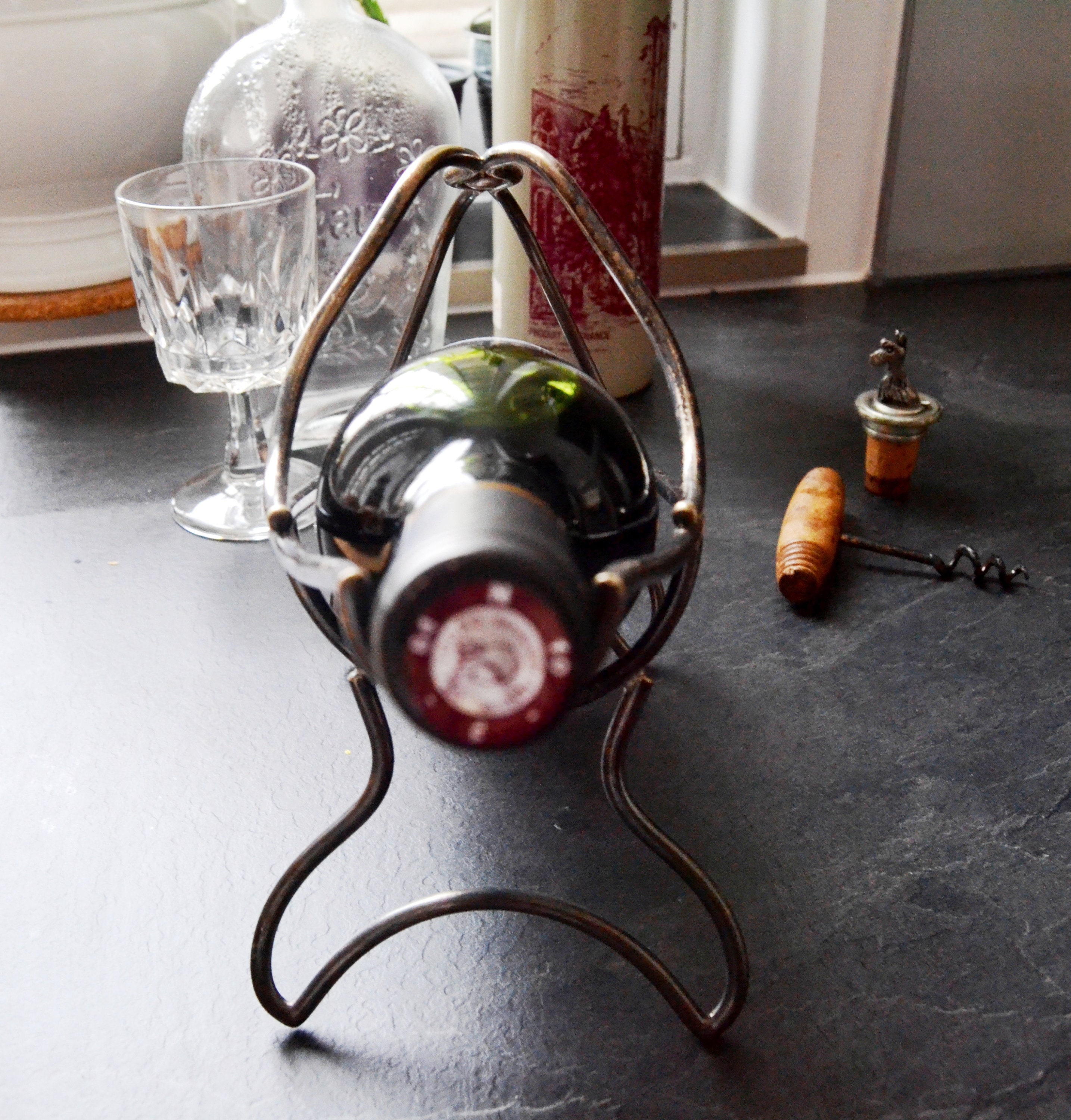 Kitchen & Dining Home & Living Rustic Wine Server Silver Original Color