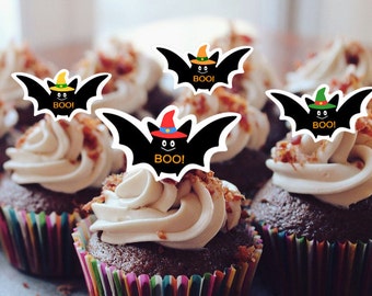 Halloween Cupcake Toppers printable Bat Toppers Instant Download Boo Toppers