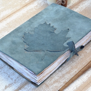 Handmade Genuine Leather Bound Journal - Suede Leather Notebook - Junk Journal - Travel Book - Rustic Pages