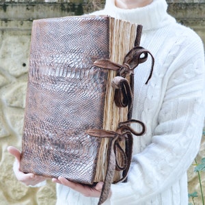 Extra Large Genuine Leather Grimoire - Handmade Journal - Rustic Huge Journal - 1000 Aged Pages