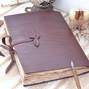 Grande diario in vera pelle fatto a mano con note musicali - Quaderno in pelle A4 - Diario - Diario spazzatura stile vintage con pagine invecchiate