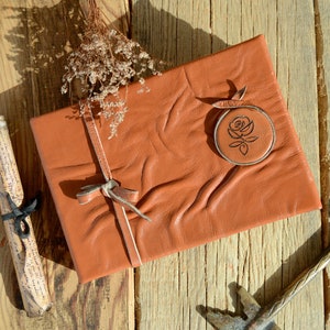 Handmade Leather Bound Journal - Genuine Leather Writing Notebook - Small Size Tan Color Junk Journal - Scrapbook -Diary with Aged Pages