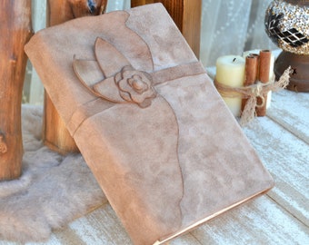 Handmade A5 Leather Travel Journal - Distressed Genuine Leather Vintage Style Notebook - Leather Bound Diary - Aged Papers