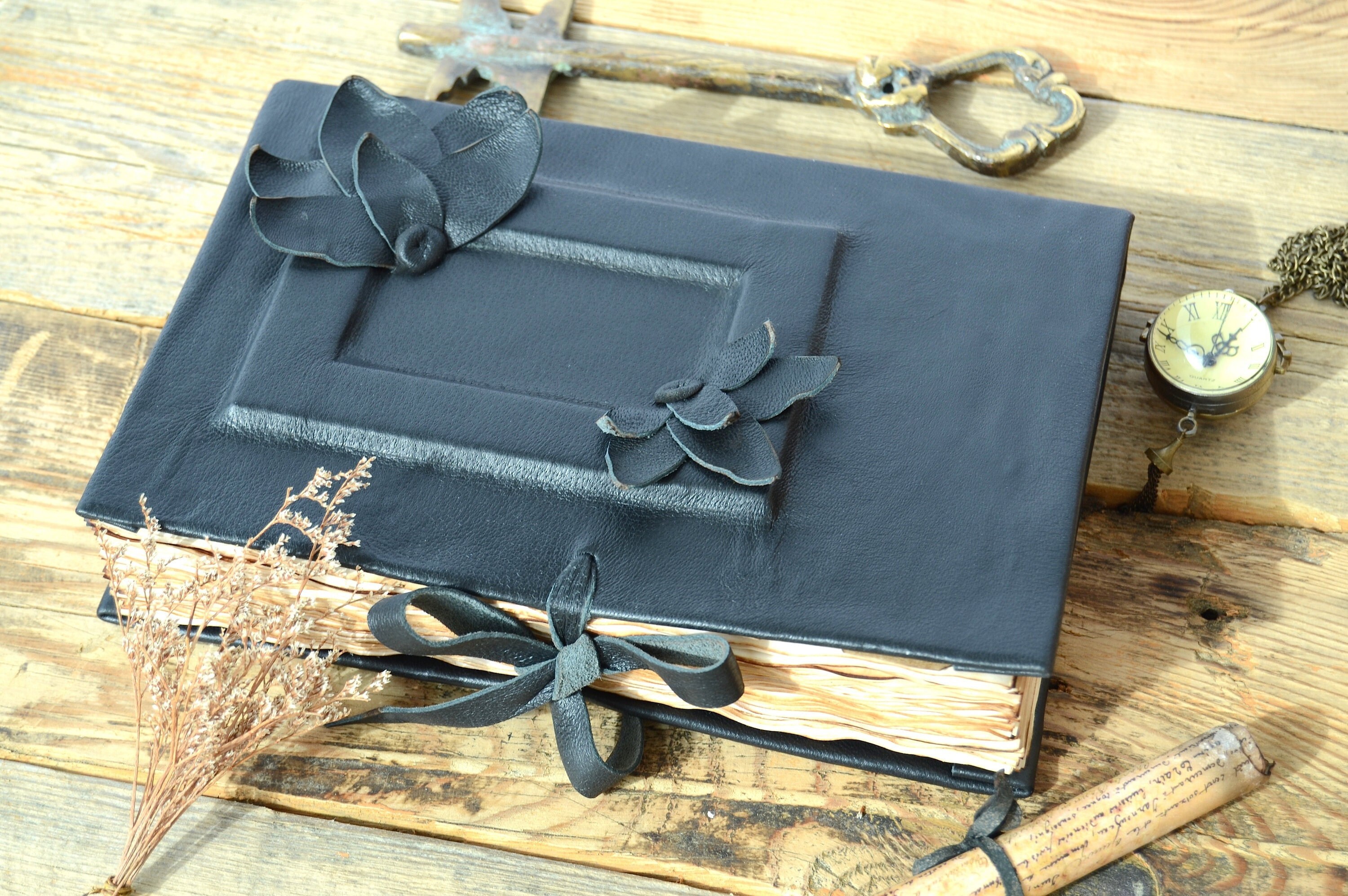 本革製ジャーナル - ヴィンテージスタイルのジャンクジャーナル