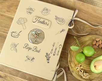 Personalized Binder Recipe Book - Refillable  Leather Custom Cookbook - Big A4 size Blank Recipe Book - Family Recipe Book -Mothers Day Gift