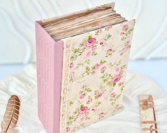 Romantic Junk Journal Handmade - A5 Fabric Hardcover Journal - 200 Blank Tea & Coffee Dyed Pages –  Blank DIY Journal to Decorate Yourself