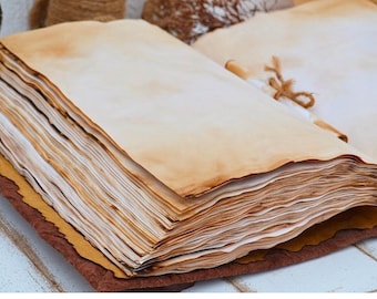 200 Sheets Coffee Stained Paper, Tea Dyed Paper for Junk Journal, Old Distressed Paper, Aged Paper, Weathered Paper