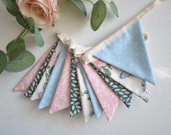 Floral and Spot Mini Bunting, Pink, Blue and Green