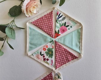 Floral and Spot Mini Bunting, Pink and Green