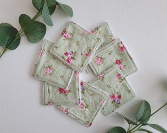 3x3inch Reusable Fabric Wipes x7 Bamboo Eco Friendly Facial Cleansing Light Green Makeup Pads Removal
