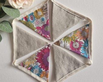 Liberty Fabric and Linen Mini Bunting, Small Susanna