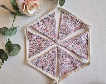 Liberty Fabric 6x Pennant Mini Bunting, Eloise, Girls Bedroom, House, Caravan and Garden Decor