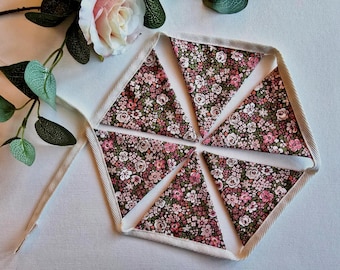 Liberty Fabric 6x or 12x Pennant Mini Bunting, Emma Louise, Girls Bedroom House and Garden Decor