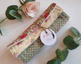 3x Reusable Cotton Fabric Cloth Wipes 8x8inch, Green and Yellow Floral And Spot