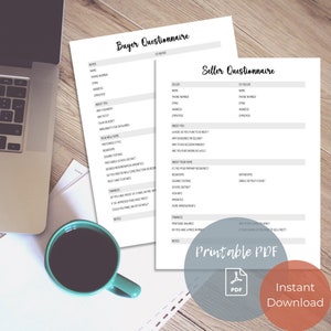 New Client Intake Forms, Buyer and Seller Questionnaire, Real Estate Agent Tools, Lead Information Sheets, Instant Download, Printable PDF