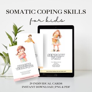 Somatische Therapie Fertigkeitskarten für Kinder, Bewältigungsfähigkeiten, Angstwerkzeuge, Emotionsregulierung, Gehirnbruchaktivitäten, Kindertherapie-Werkzeuge
