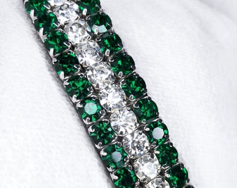 Emerald Green and Clear Crystal Handmade Browband