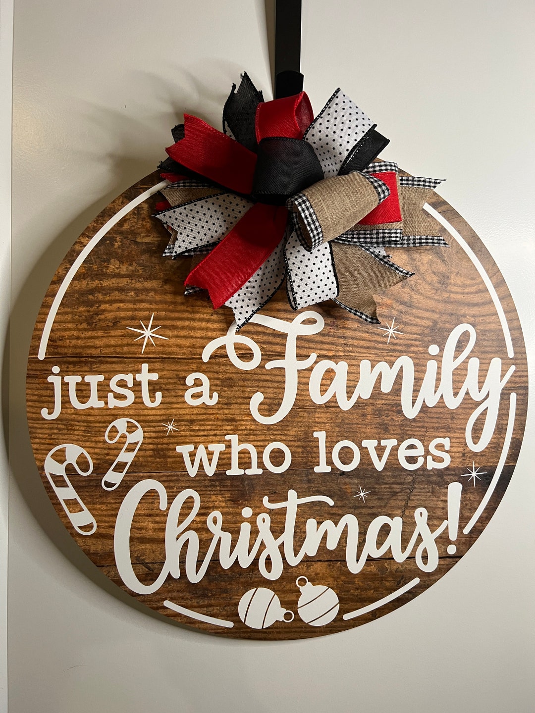 Just A Family Who Loves Christmas Door Hanger, Family Loves Christmas