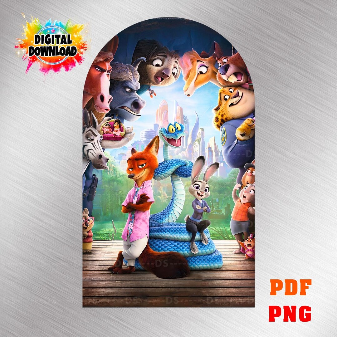 Animal Zoo Tropolis Party Backdrop Nick and Judy Party Decor Digital ...