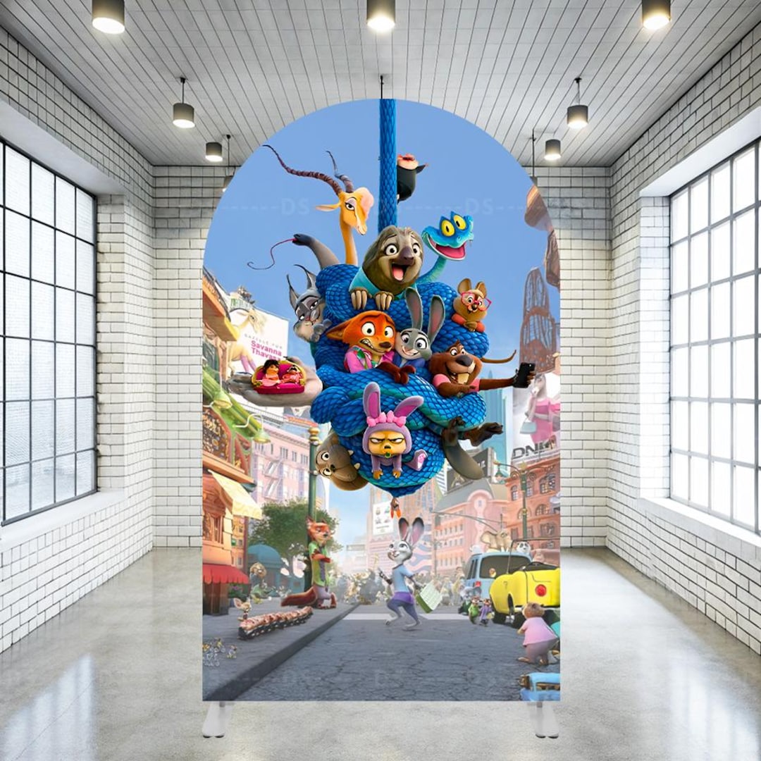 Animal Zoo Tropolis Party Backdrop Nick and Judy Party Decor Double ...