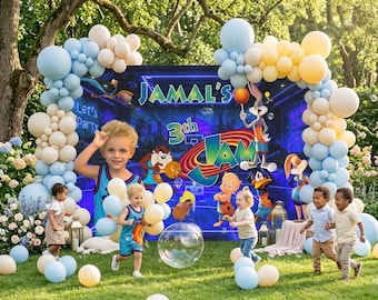 Verjaardagsjamachtergrond Basketbalfeestdecor / sjabloonbanner, (fysiek product)