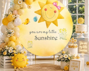 You Are My Sunshine Backdrop, Baby Shower Round Cover/