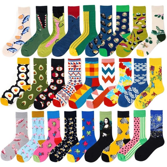 Men Adult Socks Funny Socks Cool Socks Funky Casual Dresser Etsy