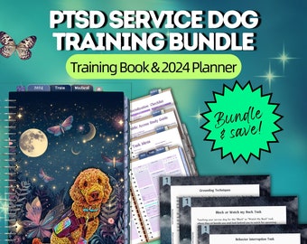 2024 PTSD Service Dog Task Training Book & Planner Logbook for Owner Trainers, Service Dog Handlers, Training Tips, Public Access Test