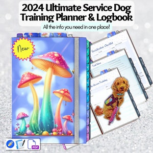 2024 Service Dog Training Planner & Log for Service Dog Handlers who are Owner Training, Tasks,  Public Access Training, Socialization, SDiT