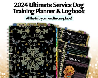 Service Dog Training Guide | Public Access Training | Service Dog Task Training | Service Dog Owner Training  | 2024 Digital Planner Dark