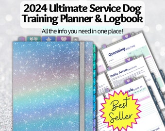 2024 Service Dog Training Planner & Log for Service Dog Handlers who are Owner Training, Tasks,  Public Access Training, Socialization, SDiT