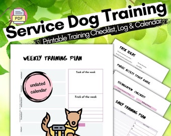 Service Dog Training Log, Task, Socialization & PA Checklists | How to train your Service Dog |  INSTANT DOWNLOAD! Printer Friendly Undated