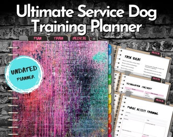 Service Dog Training Log & Planner Undated | Public Access Training, Task Training, Service Dog Owner Training, Emo Grunge Aesthetic Digital