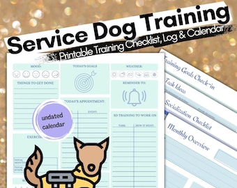 Service Dog Training Log, Task, Socialization & PA Checklists | How to train your Service Dog |  INSTANT DOWNLOAD! Printer Friendly Undated