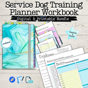 Service Dog Training Log and Planner Undated Bundle | Service Dog Owner Training, SD Tasks, Goodnotes / Notability Planner | PA Training