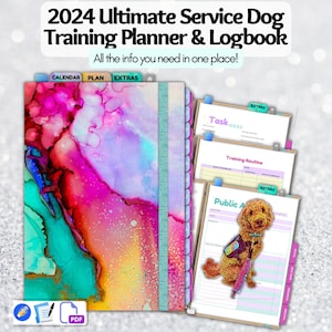 2024 Service Dog Training Planner & Log for Service Dog Handlers Owner Training, Tasks, Public Access Training, Socialization, SDiT