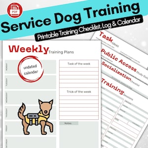 Service Dog Training Log, Task, Socialization & PA Checklists | How to train your Service Dog |  INSTANT DOWNLOAD! Printer Friendly Undated