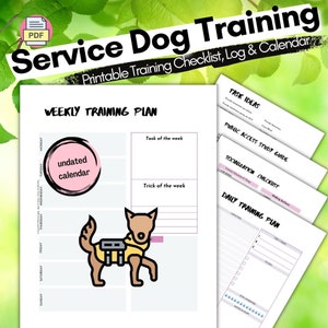 Service Dog Training Log, Task, Socialization & PA Checklists How to train your Service Dog INSTANT DOWNLOAD Printer Friendly Undated image 1