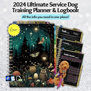 Service Dog Training Guide | Public Access Training | Service Dog Task Training | Service Dog Owner Training  | 2024 Digital Planner Dark