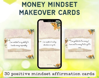 Positive Financial Mindset Affirmation Cards - Prosperity Mindset - Money Meditations - Instant Download 30 Cards - Vertical & Square
