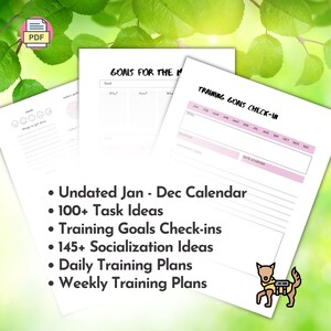 Service Dog Training Log, Task, Socialization & PA Checklists How to train your Service Dog INSTANT DOWNLOAD Printer Friendly Undated image 2