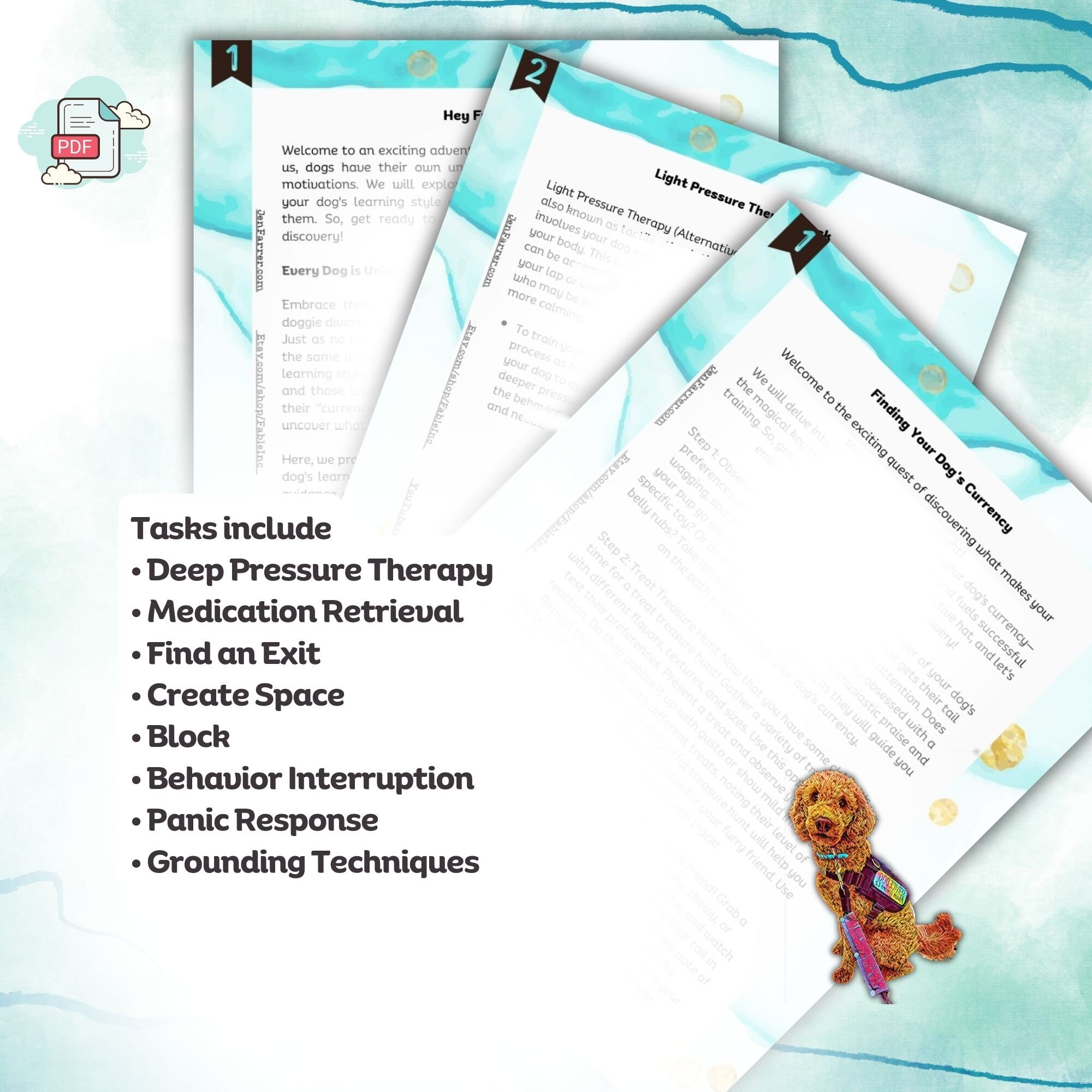 PTSD Service Dog Task Training Book for Owner Trainers, Service Dog ...