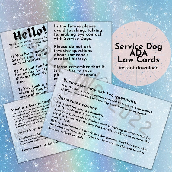 Service Dog ADA Law Info Cards Service Dog Handler Cards - Etsy Australia Service Dog ADA Law Info Cards Service Dog Handler Cards - Etsy Australia