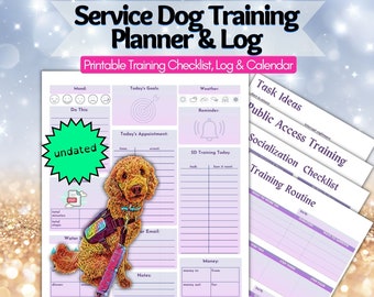 Undated Printable Service Dog Training Planner & Log | Socialization, Tasks, Tricks, Training, Enrichment Ideas | SDIT Owner Training