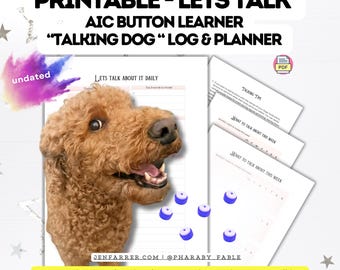 Talking Pet Button Teaching Guide Book | AIC | Teach Your Dog to Talk | Talking Pets | Undated Dog Mom Planner | PDF Digital Planner