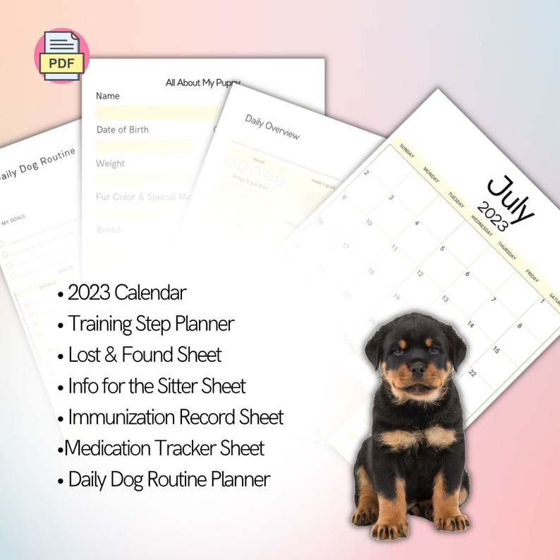 Puppy Parent Planner Potty Training, Trick Ideas, Enrichment Ideas ...