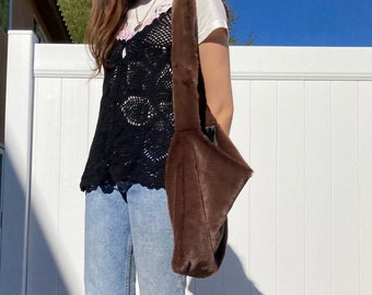 Vegan Fur Bag Fur Crossbody Bag in Brown READY TO SHIP Fur Shoulder Bag Brown Fur Bag Faux Fur Bag Fur Bags for Women